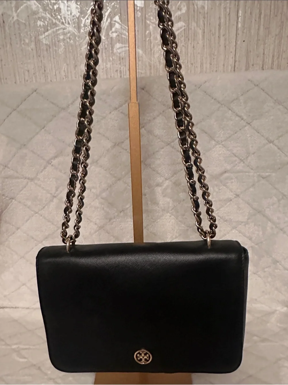 Tory Burch Black Leather Chain Crossbody